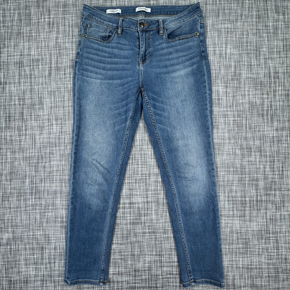 Vigoss Thompson Tomboy Jeans Womens 30 Slim Straight Leg Blue Stretch Denim